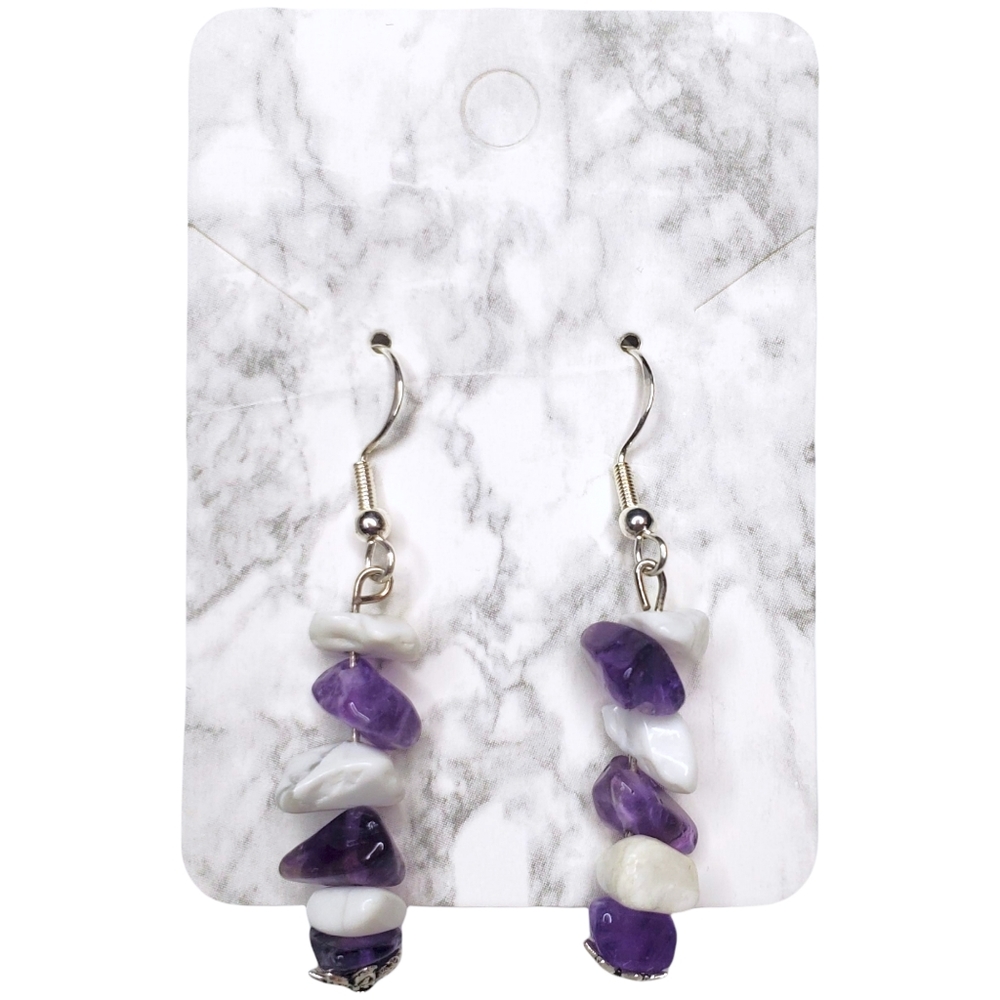 🌟2 for $15 - Natural Gemstone & Crystal Chip Bead Earrings - 925 SS